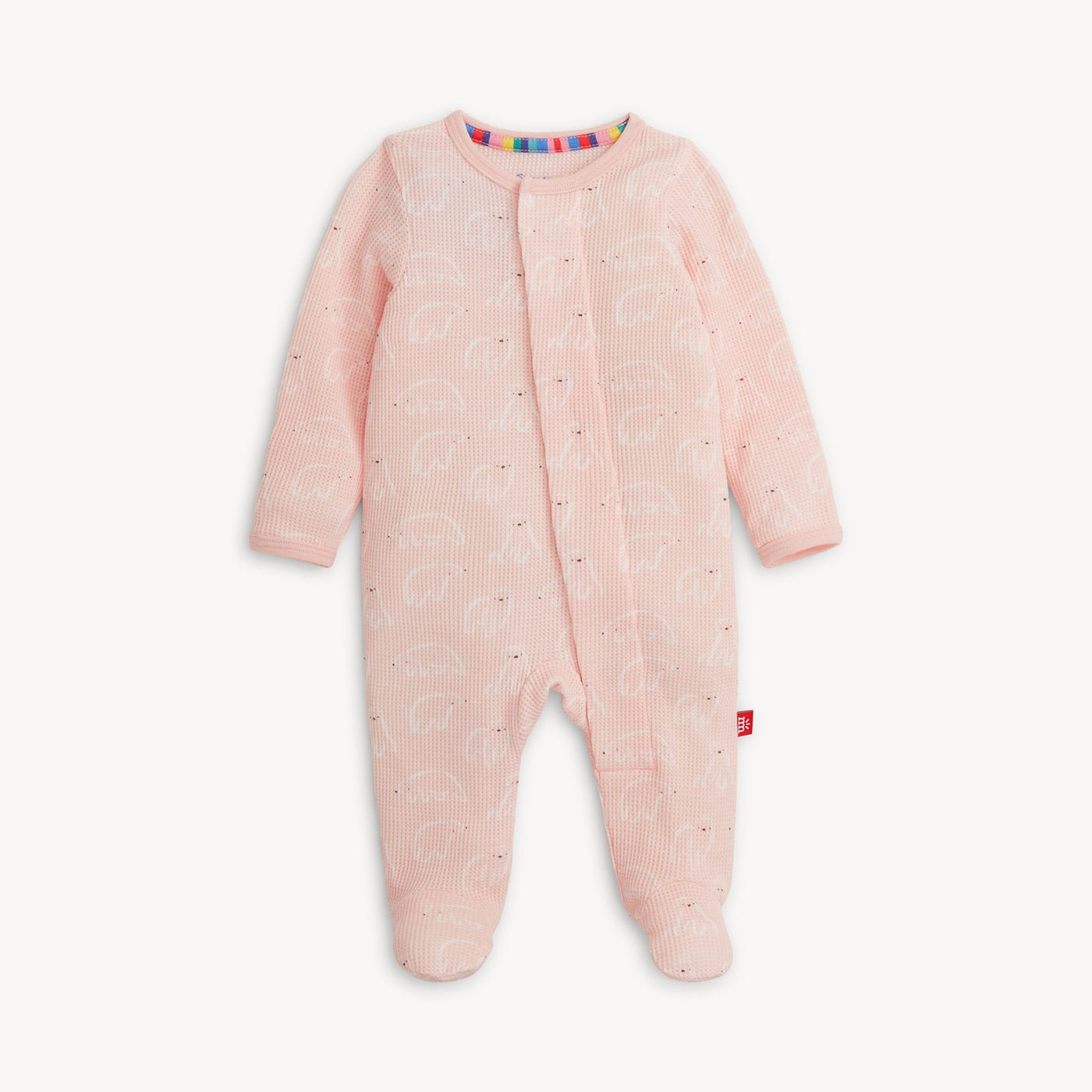 Magnetic Waffle Footie - Pink Polaris